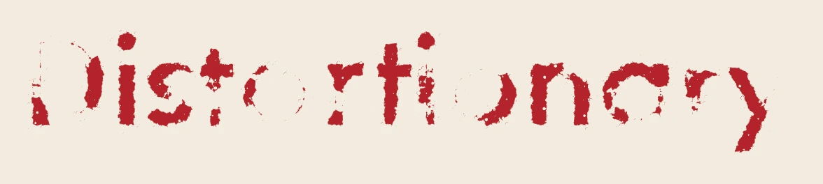 Distortionary in uneven red rubber-stamp ink.